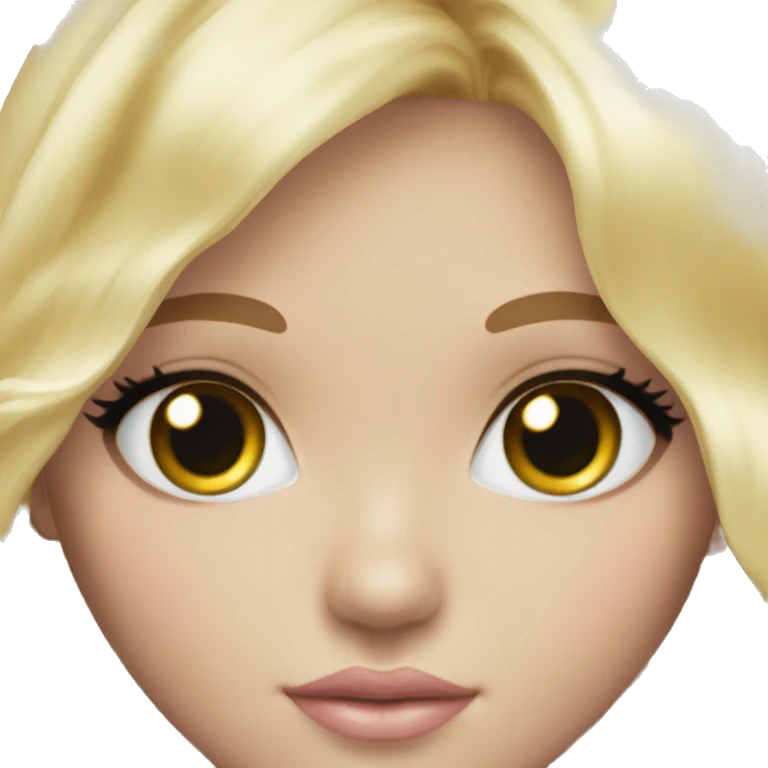 ocean blue doll eyes, blonde hair, feminine, pink, girl, angelic emoji