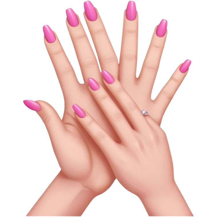 folded hand with pink nails done with five fingers  emoji