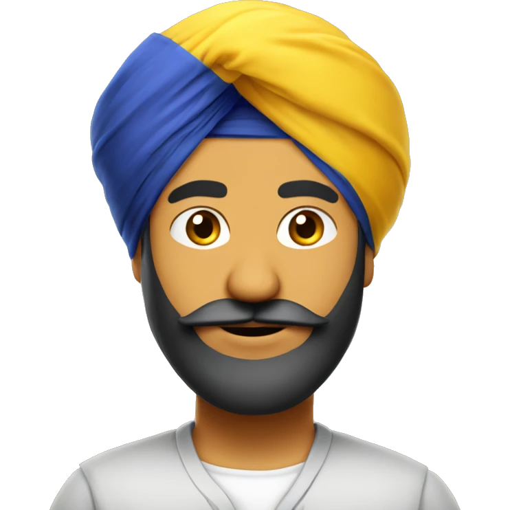 Punjabi guy in yellow turban, with beard and rounded mustache, only face emoji
