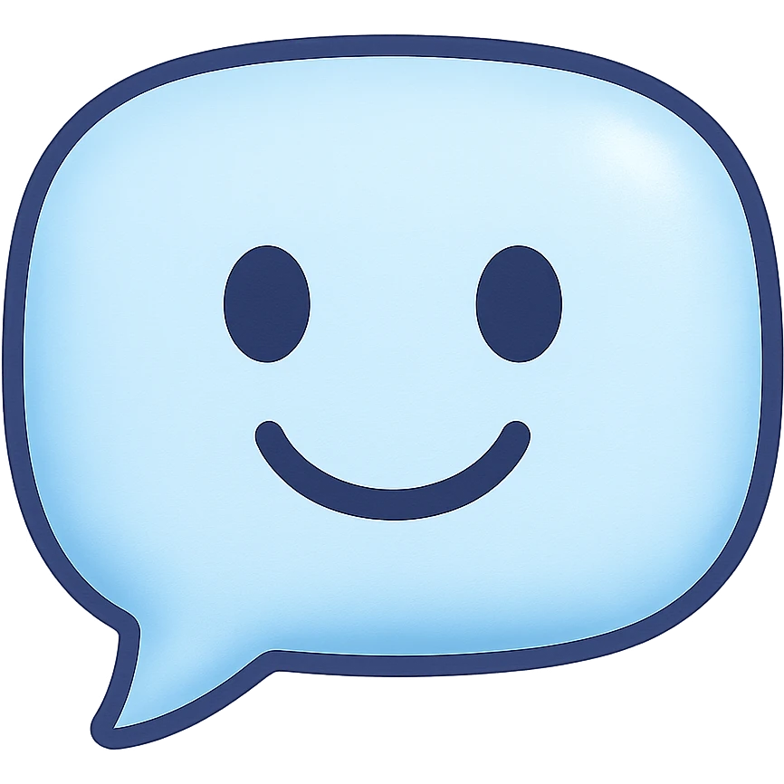 chat bubble with a friendly face, digital style emoji