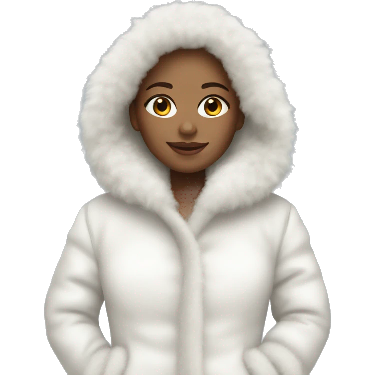 White girl wearing white fluffy coat emoji