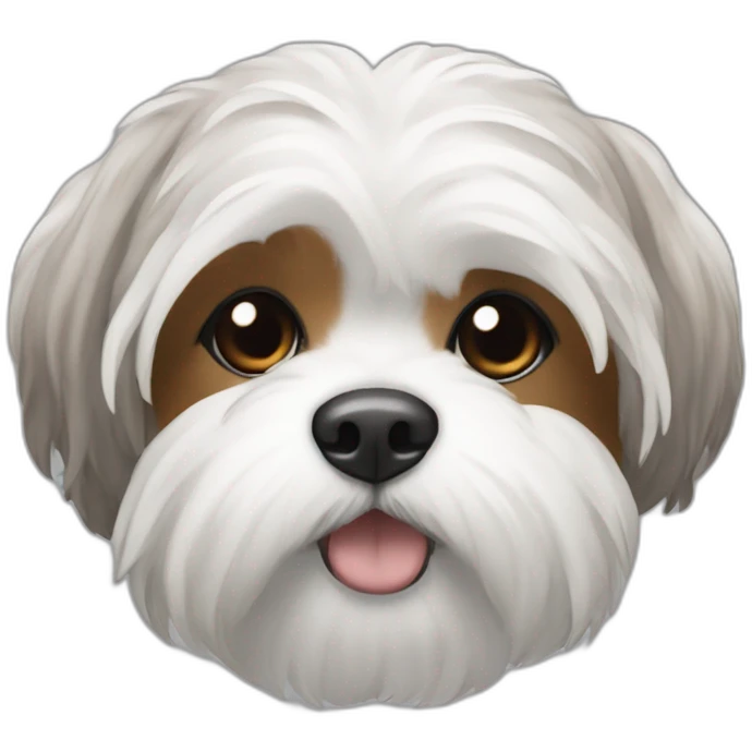 Shitzu blanc gris et roux emoji