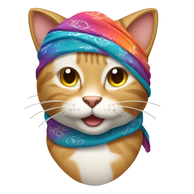 smirk cat emoji with bandanna  emoji