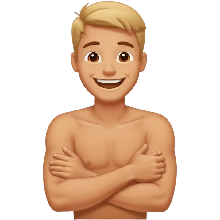 arms crossed holding neck laughing guy emoji