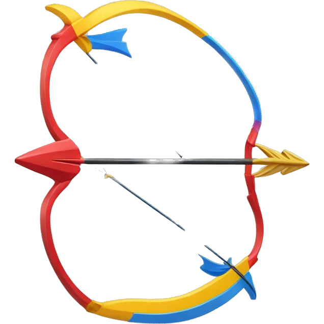 bow and arrow red blue and yellow color emoji
