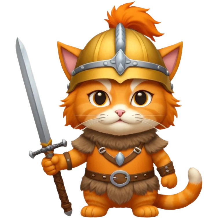 cat with viking helmet and sword emoji