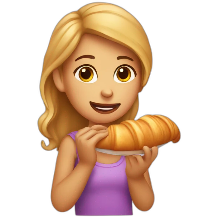 girl eating croissant emoji