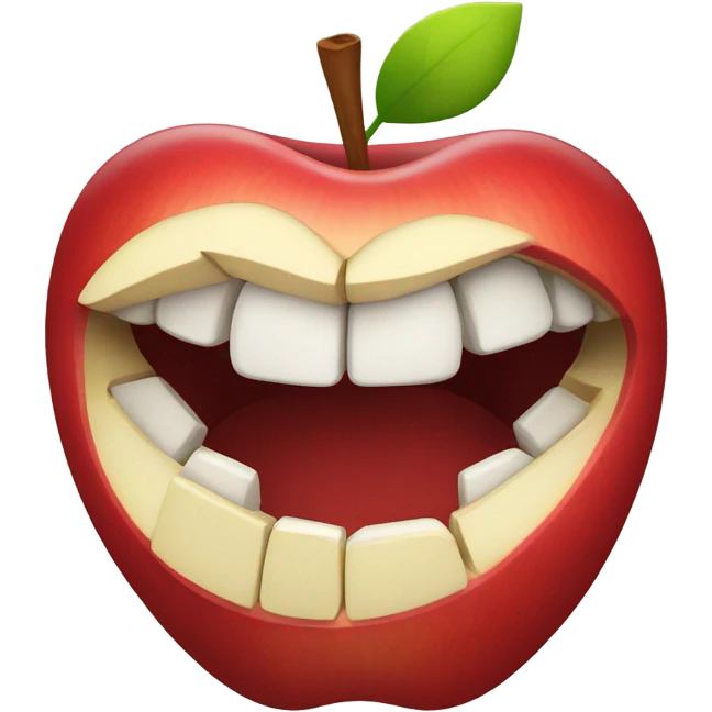 Apple logo inside a mouth emoji