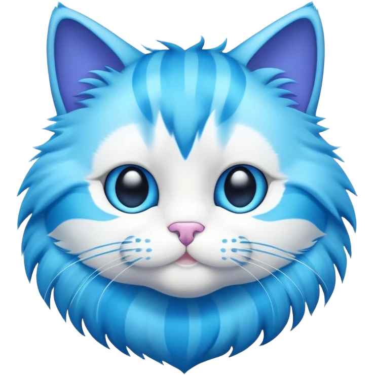 bright blue cat with cyan stripes emoji