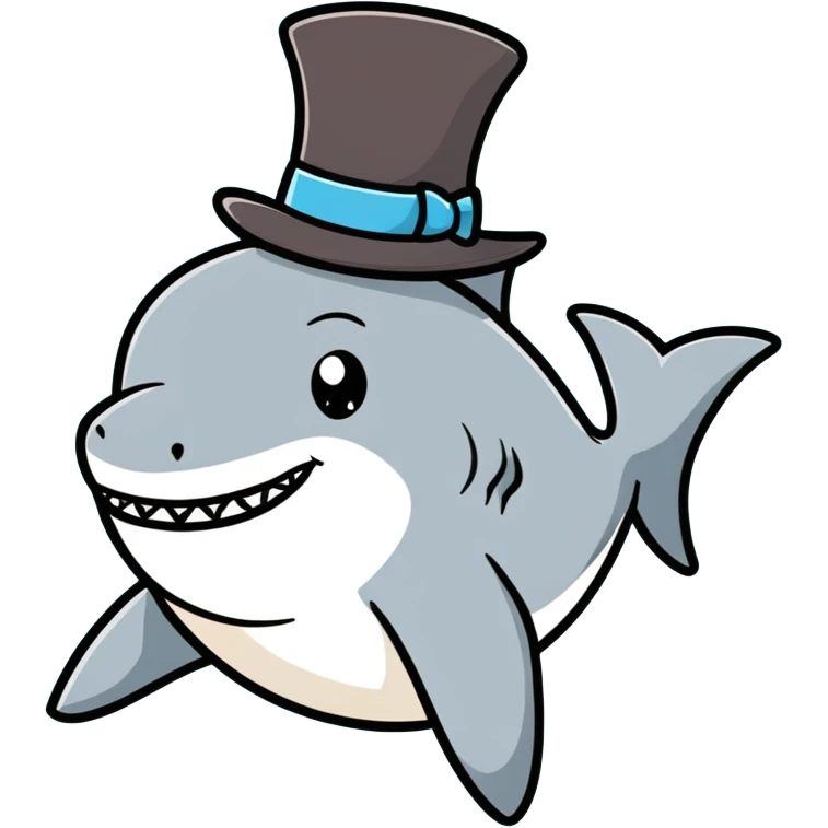Shark with a top hat emoji