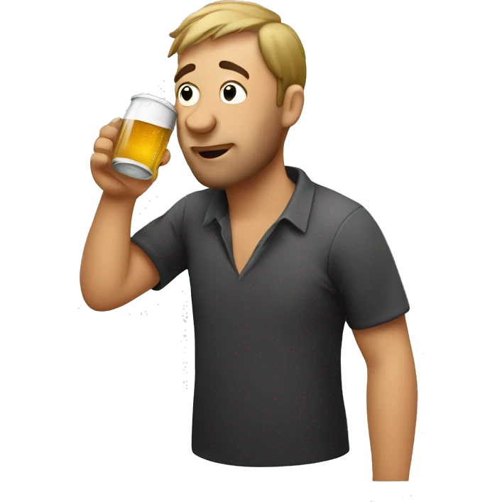Drunk guy drinking beer emoji