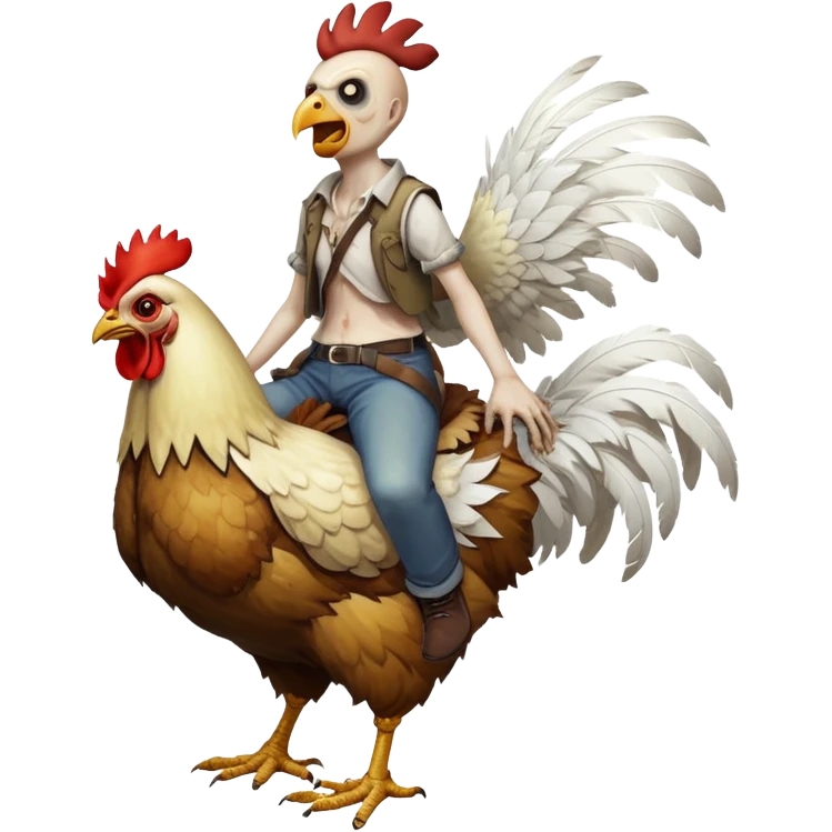 Zombie on a chickens back ￼ emoji
