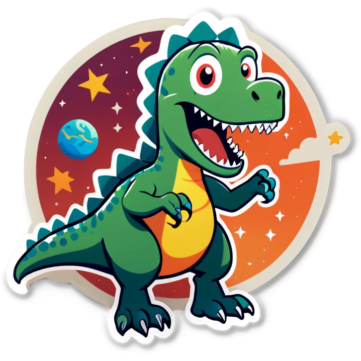 Dino saying “Ruh roh “as meteor comes emoji