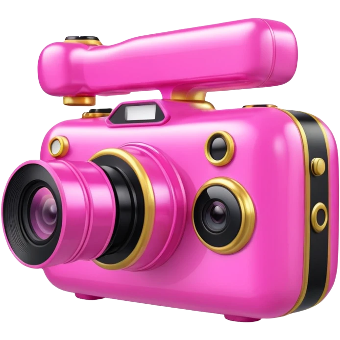 gold rococo pink inflatable puffy video vlog camera emoji