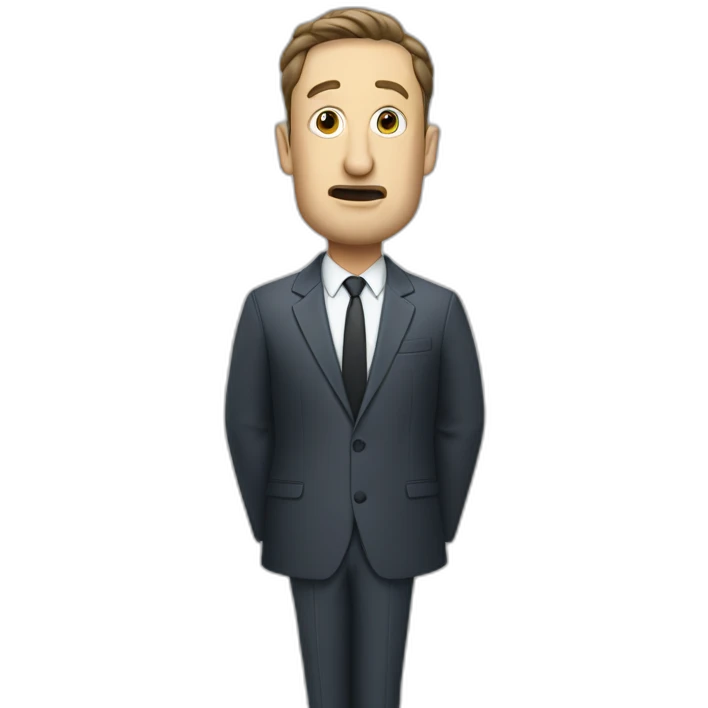 tim robinson in suit singing into microphone on microphone stand (full body, ios17, somber) emoji