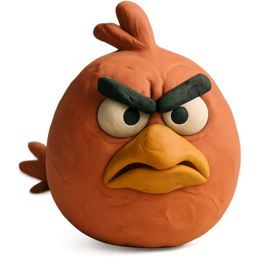 matte plasticine claymation style angry bird emoji