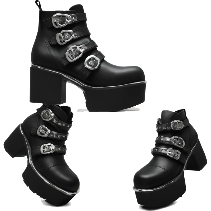 black new rock edgy platform shoes with metal details  emoji
