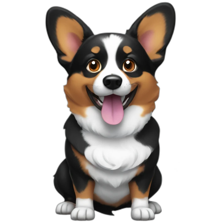 Black corgi with Big bubbles emoji