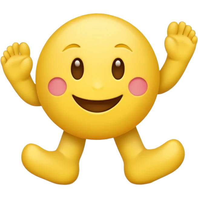 Yellow emoji blushing with feet kicking behind it  emoji