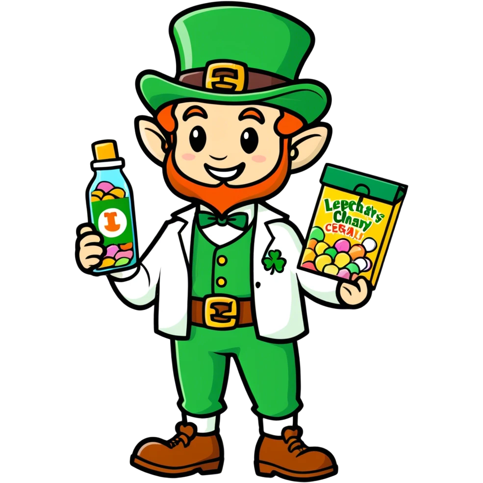 Lucky charms cereal and pill bottle  emoji