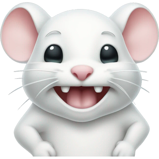 cute white mouse holding a tooth emoji