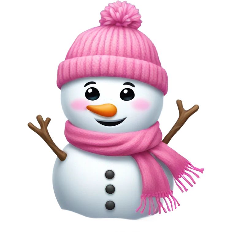cute snowman with pink scarf emoji