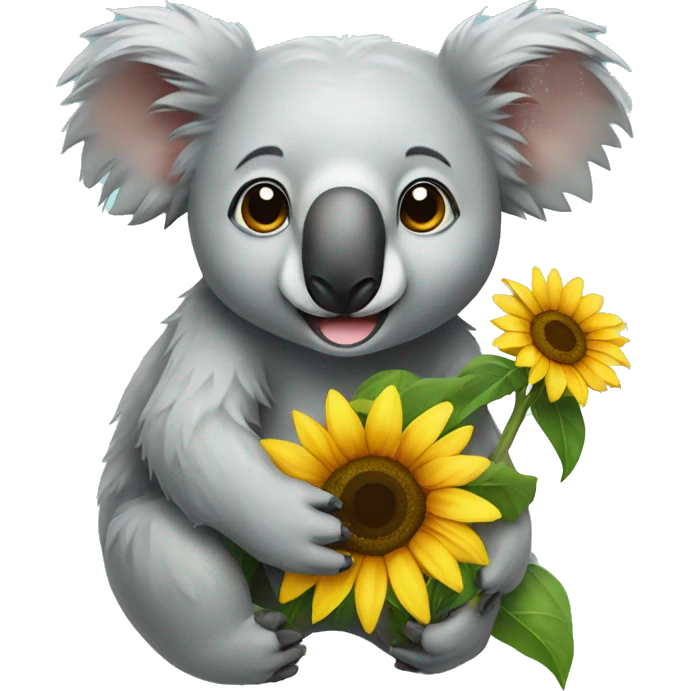 A koala with sunflower lying emoji
