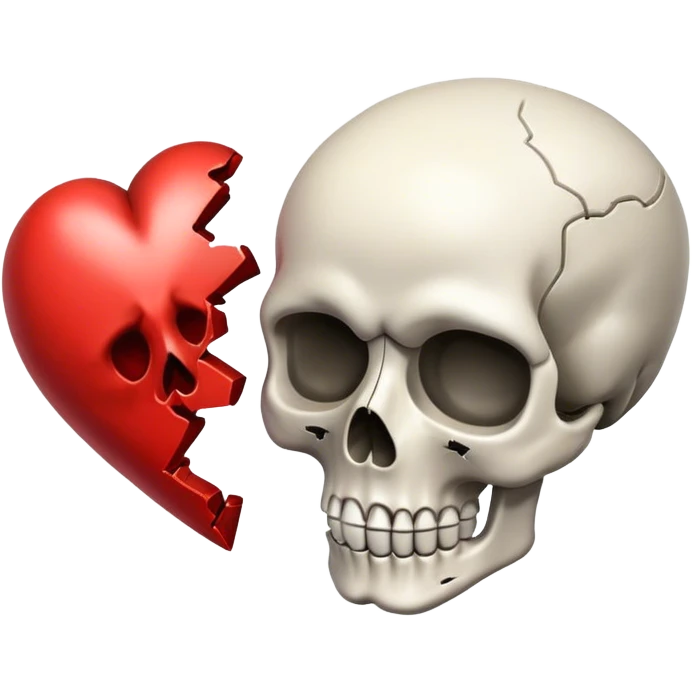 broken heart, and a skull emoji