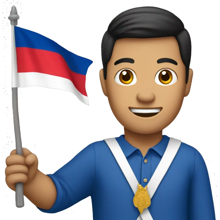 Laotian man holding a Lao flag  emoji