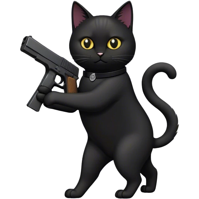 Black cat carrying a glock emoji