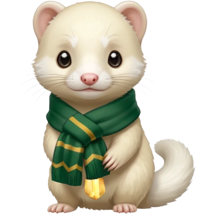 The white ferret with slytherin scarf emoji