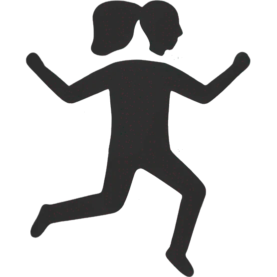 outline of a person with no legs jumping with their hands going to the right emoji