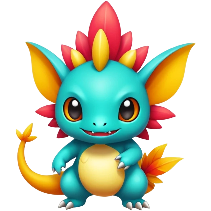 Randomly-colored exotic chibi Fakémon-creature emoji