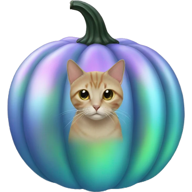 Iridescent pumpkin with cat emoji