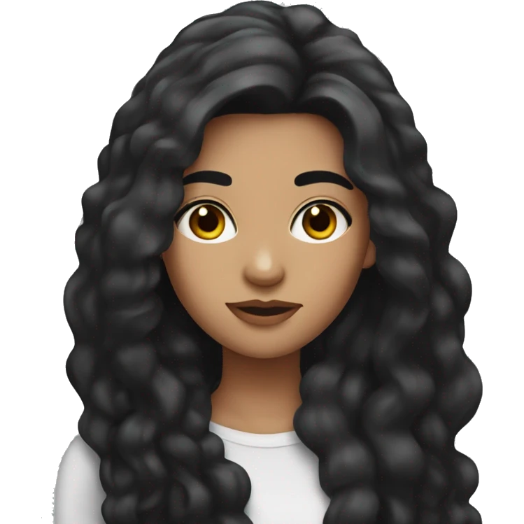Girl with long black hair and thick brows emoji