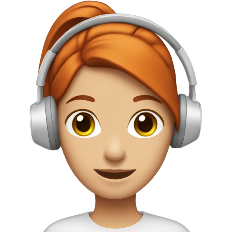 Redhead wearing headphones with ponytail emoji