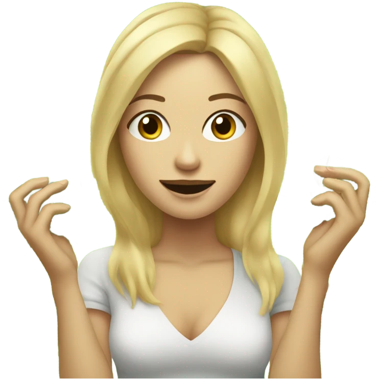Blonde hair woman with marijuana emoji