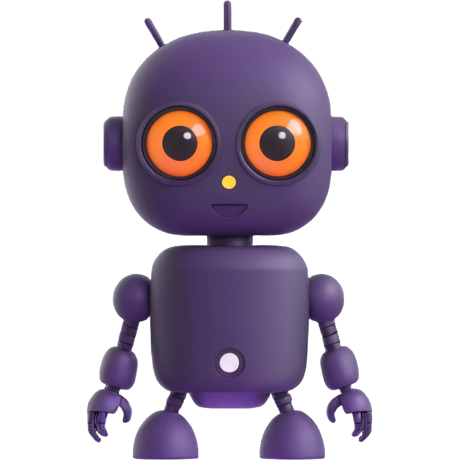adorable AI robot with big eyes emoji