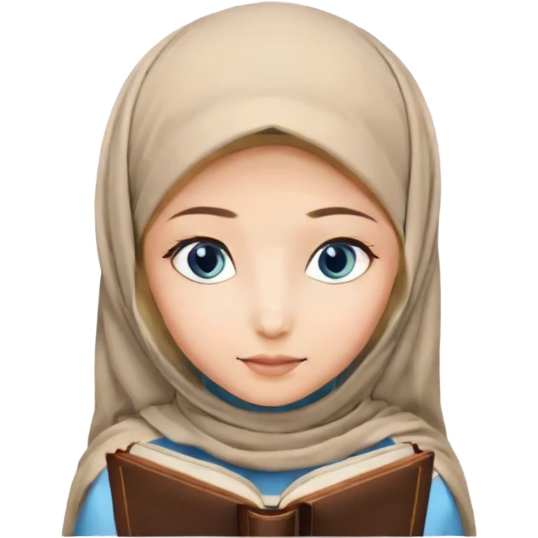 Turkish blonde bloom design Hijabi girl with blue eyes and beautiful finish reading quran emoji