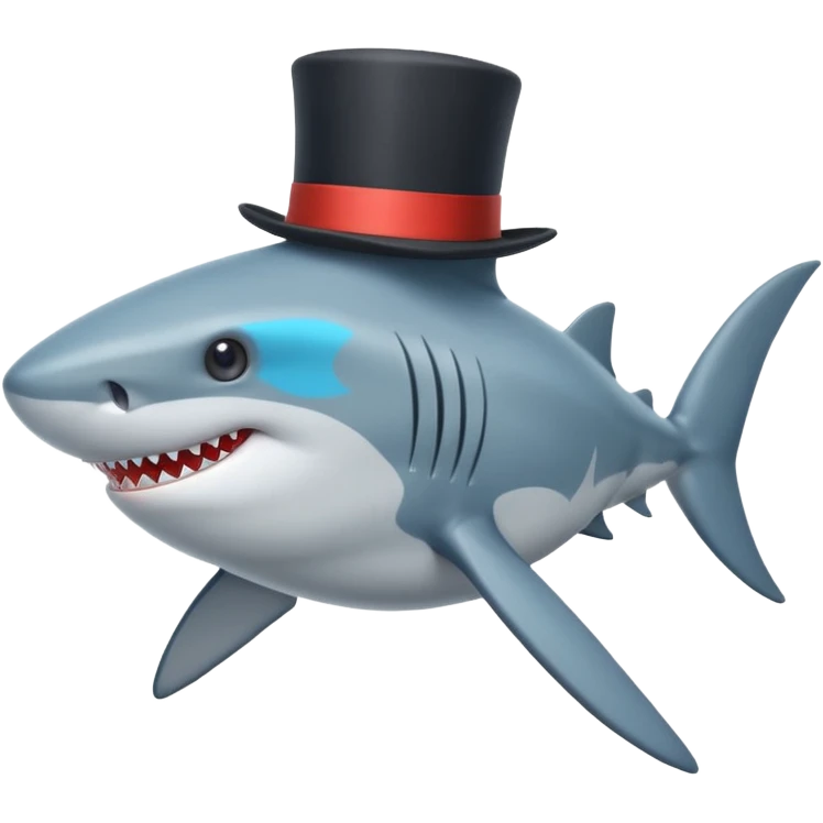 Shark with a top hat emoji