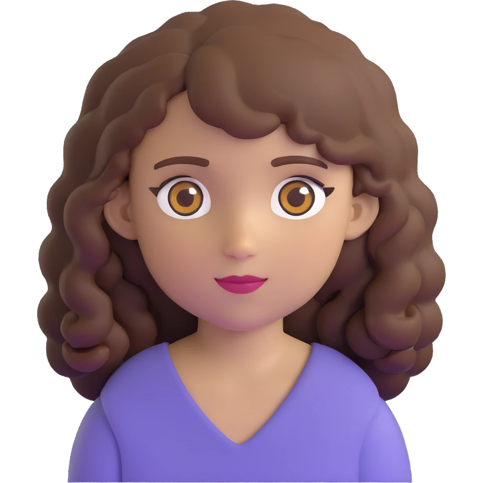 white girl with brown curly hair and brown eyes emoji