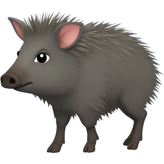 Cute fuzzy javelina, full body side view  emoji