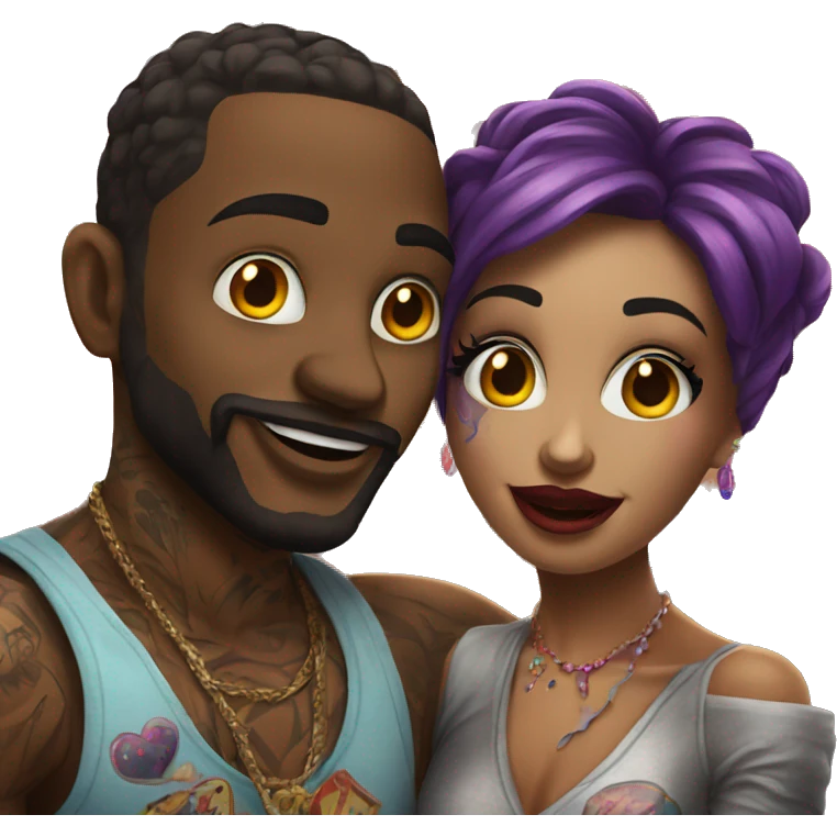 Romantic carnival date for beautiful tattooed couple emoji