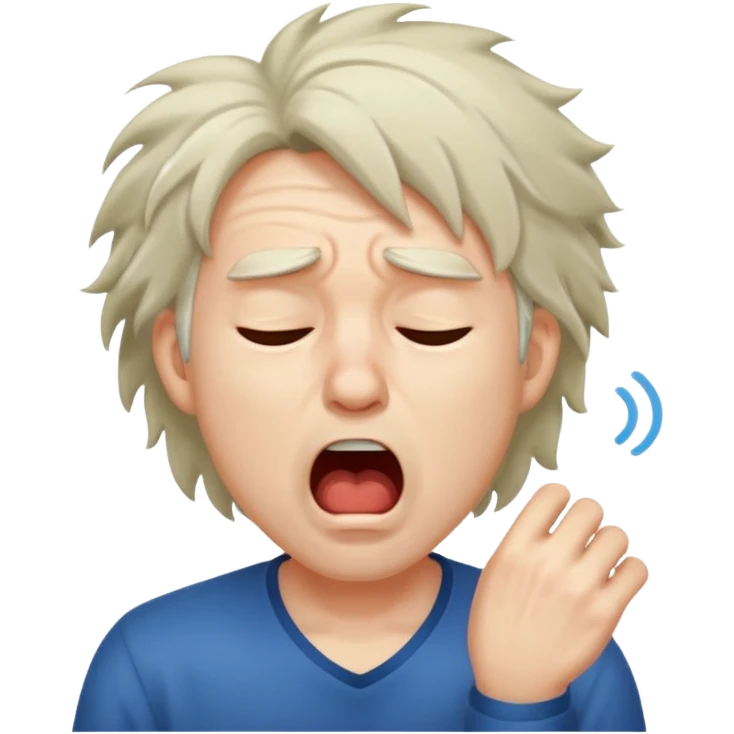 Weak man with disheveled hair yawning emoji