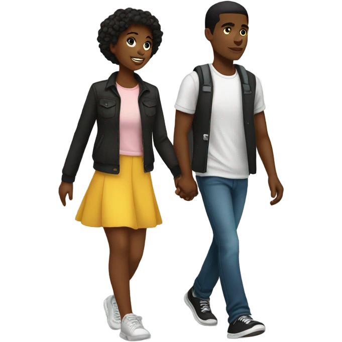 Black teen couple walking  emoji