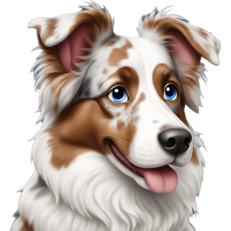 Red Merle Aussie with blue eyes emoji