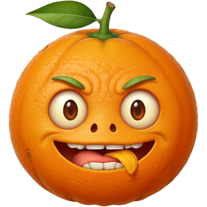 Orange with ugly face emoji