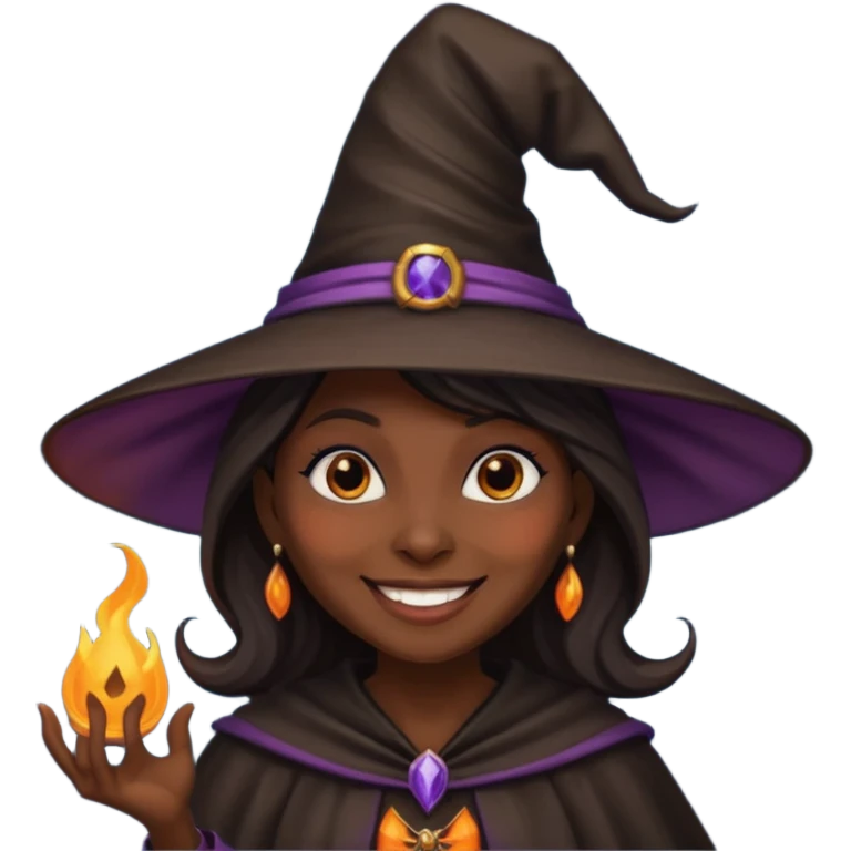 dark skin witch with witch hat emoji