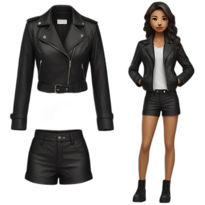 woman leather shorts jackett emoji