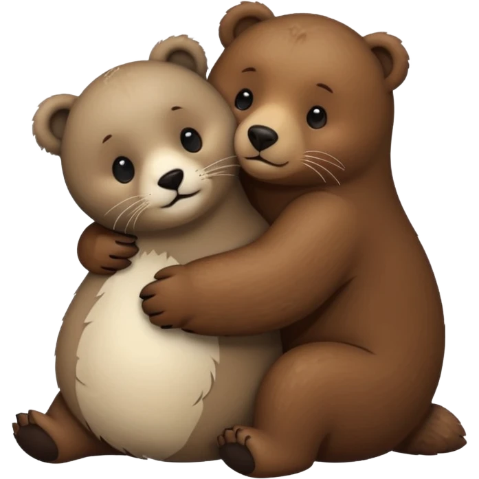 small seal hugging a brown bear emoji
